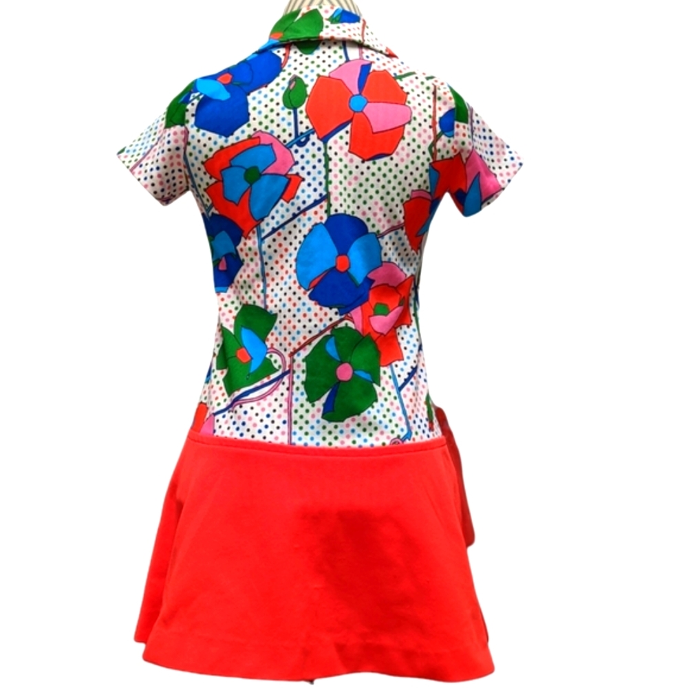 60s 70s Hand Made Vintage Flower Mini Dress - Picture 2 of 9